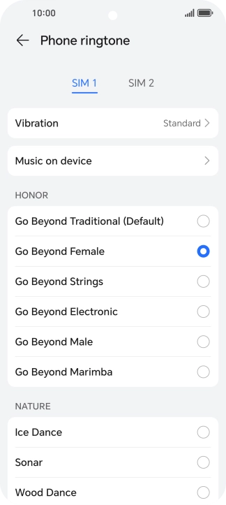 Press the required ring tones to hear them.