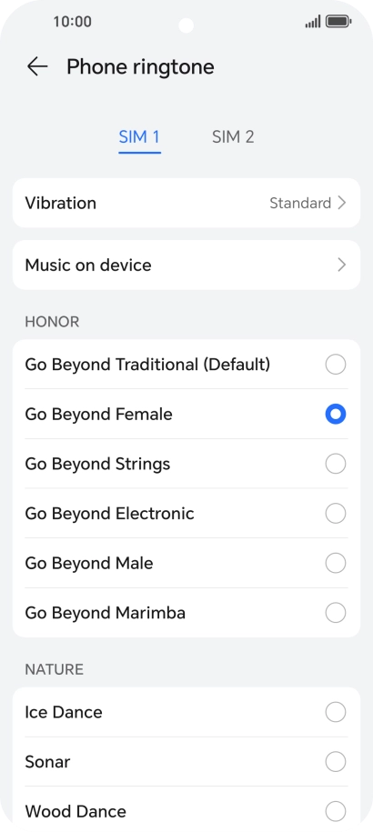 Press the required ring tones to hear them.