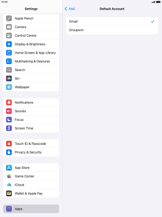 Press the required email account to select the email account as your default account.