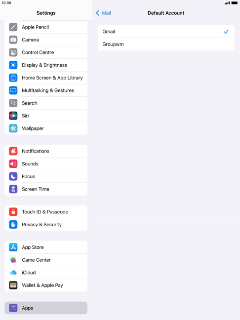 Press the required email account to select the email account as your default account.