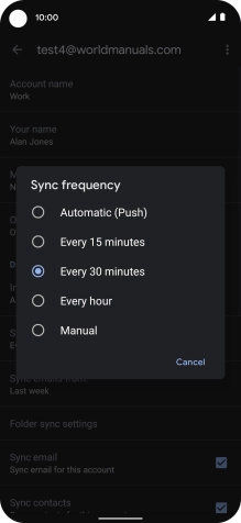 Press the required setting.
