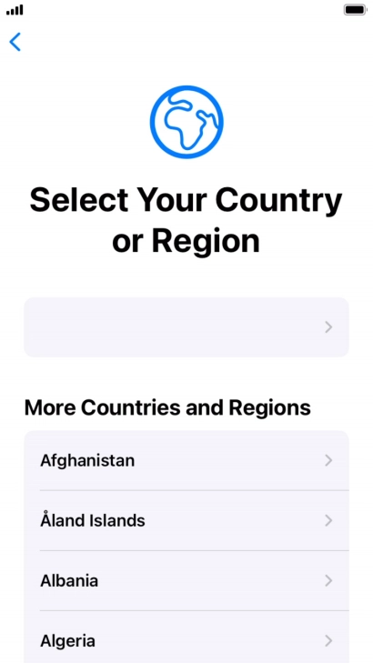 Press the required country or area.