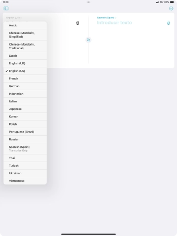 Press the required source language.