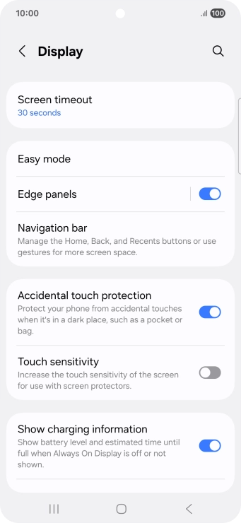 Press Screen timeout.
