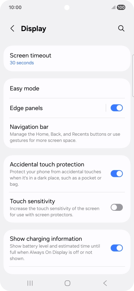 Press Screen timeout.