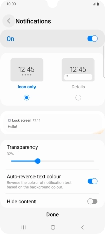 Press the required settings to turn them on or off.