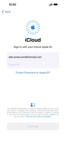 Press Required and key in the password for your Apple ID.