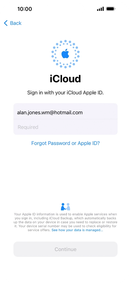 Press Required and key in the password for your Apple ID.
