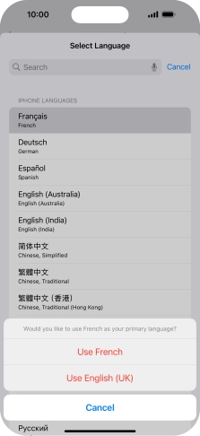 To select the new language as the default phone language, press Use ‹language› .