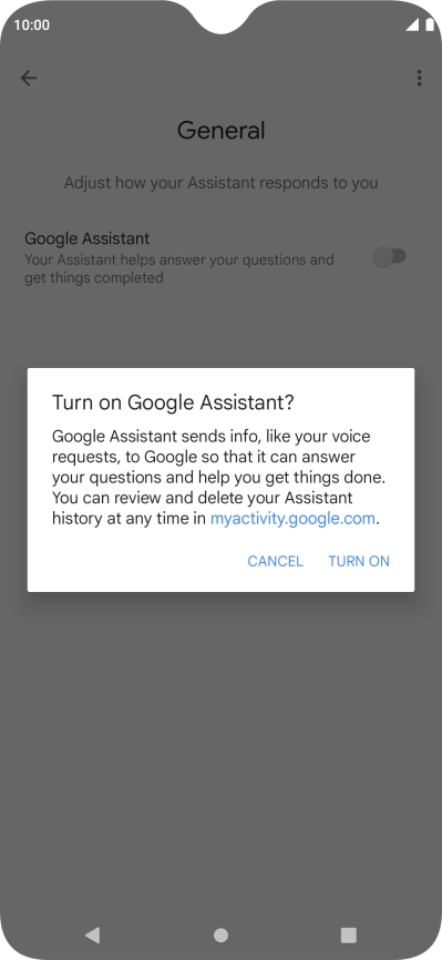 If you turn on the function, press TURN ON.