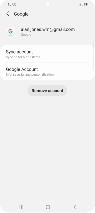 Press Sync account.