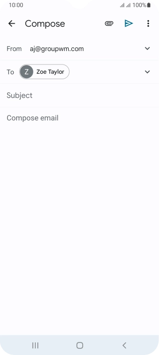 Press Subject and key in the subject for the email message.