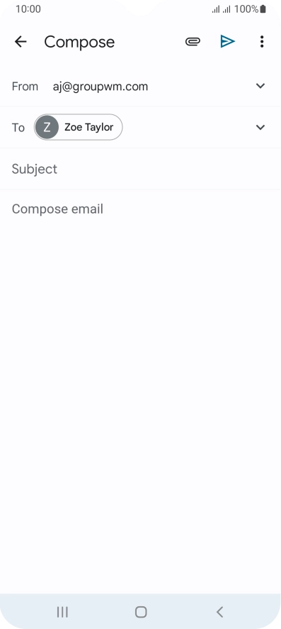 Press Subject and key in the subject for the email message.