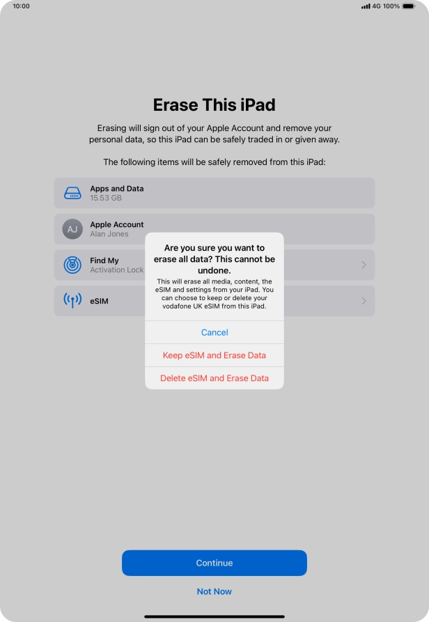 Press the required setting.