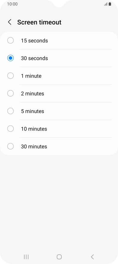 Press the required setting.
