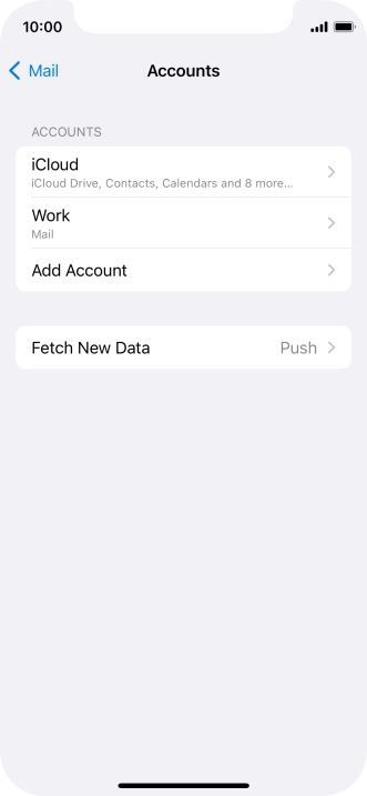 Press the name of the Exchange email account you've just set up.