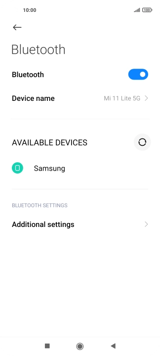 Press the required Bluetooth device and follow the instructions on the screen to pair the device with your phone.