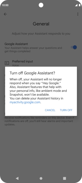 If you turn off the function, press TURN OFF.