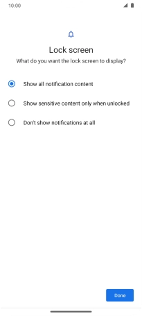 Press the required setting.