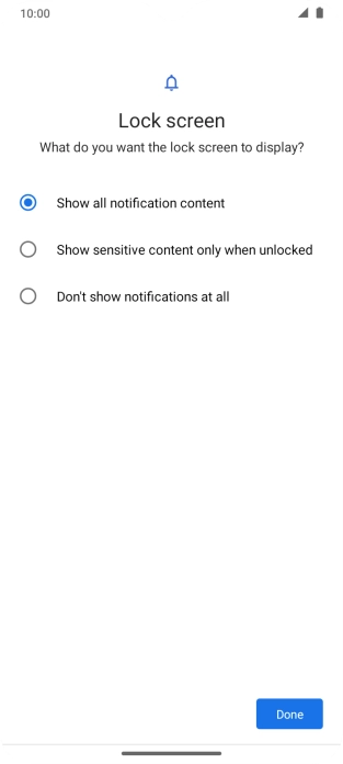 Press the required setting.