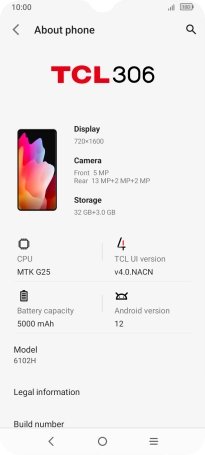 Your phone's software version is displayed below Android version.