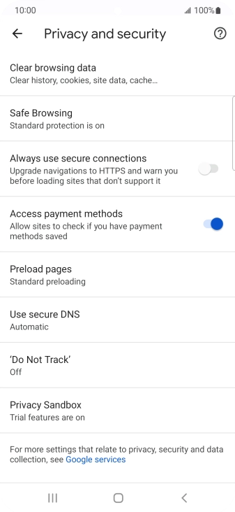 Press Clear browsing data.