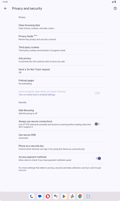 Press Clear browsing data.