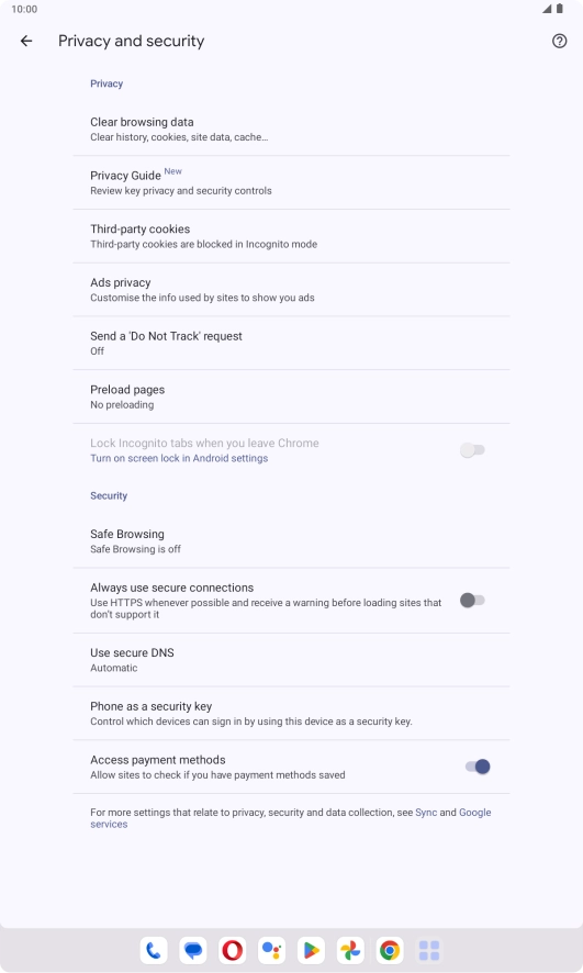 Press Clear browsing data.