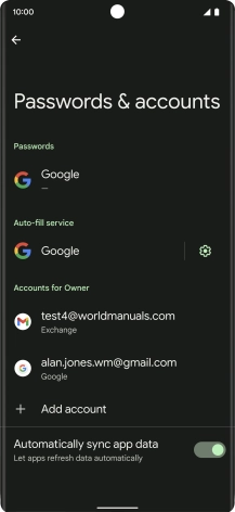 Press the required email account.