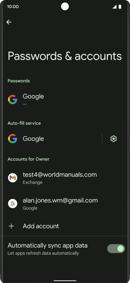 Press the required email account.