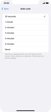 Press the required setting.