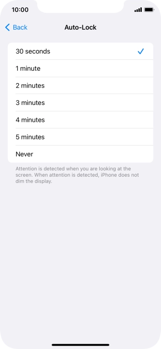Press the required setting.