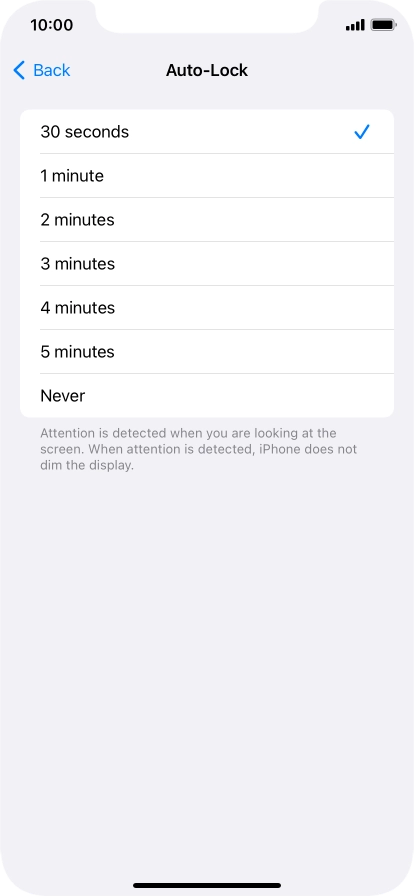 Press the required setting.