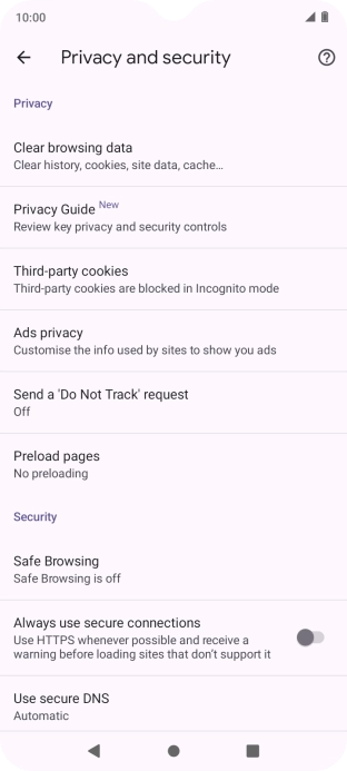 Press Clear browsing data.