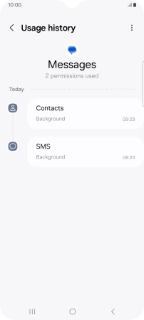 The app activity for the selected app is displayed.