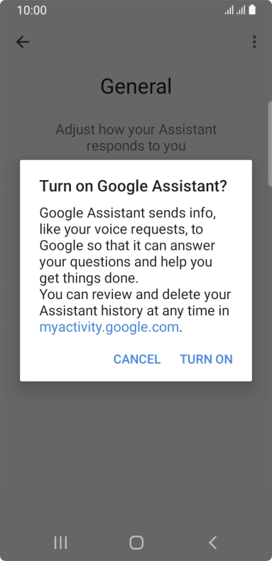 If you turn on the function, press TURN ON.