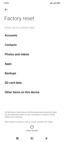 Press Erase all data.