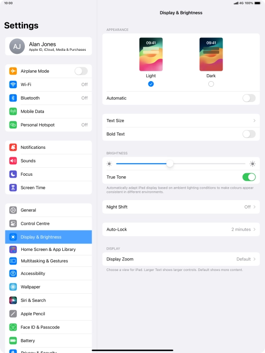 Press and drag the indicator below 