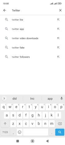 Key in Twitter and press the search icon.