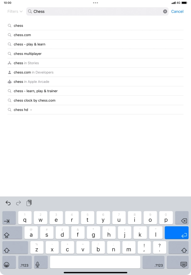 Key in the name or subject of the required app and press enter.