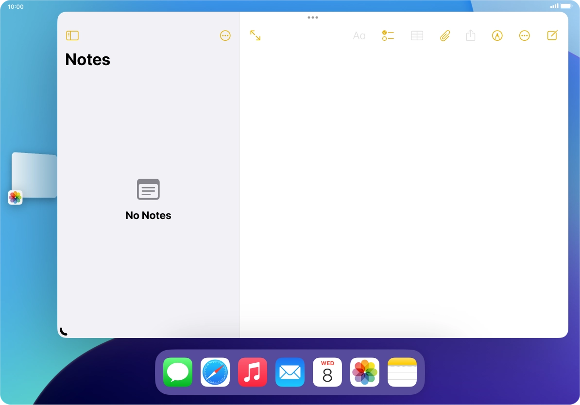 The active application is displayed at the centre of the screen.
