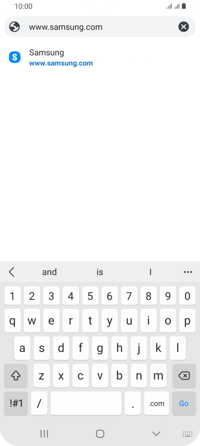 Key in the address of the required web page and press Go.