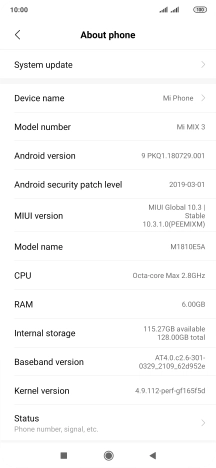 Your phone's software version is displayed next to Android version.