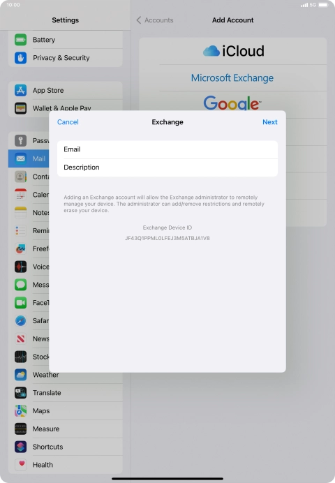Press Description and key in the required name.