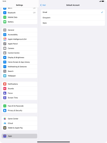 Press the required email account to select the email account as your default account.