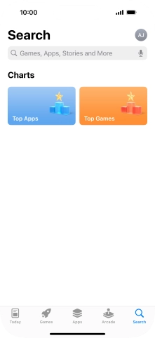 Press the search field and key in the name or subject of the required app.