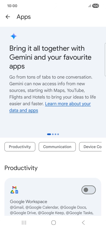 Press the indicator next to the required extension to turn on the function.