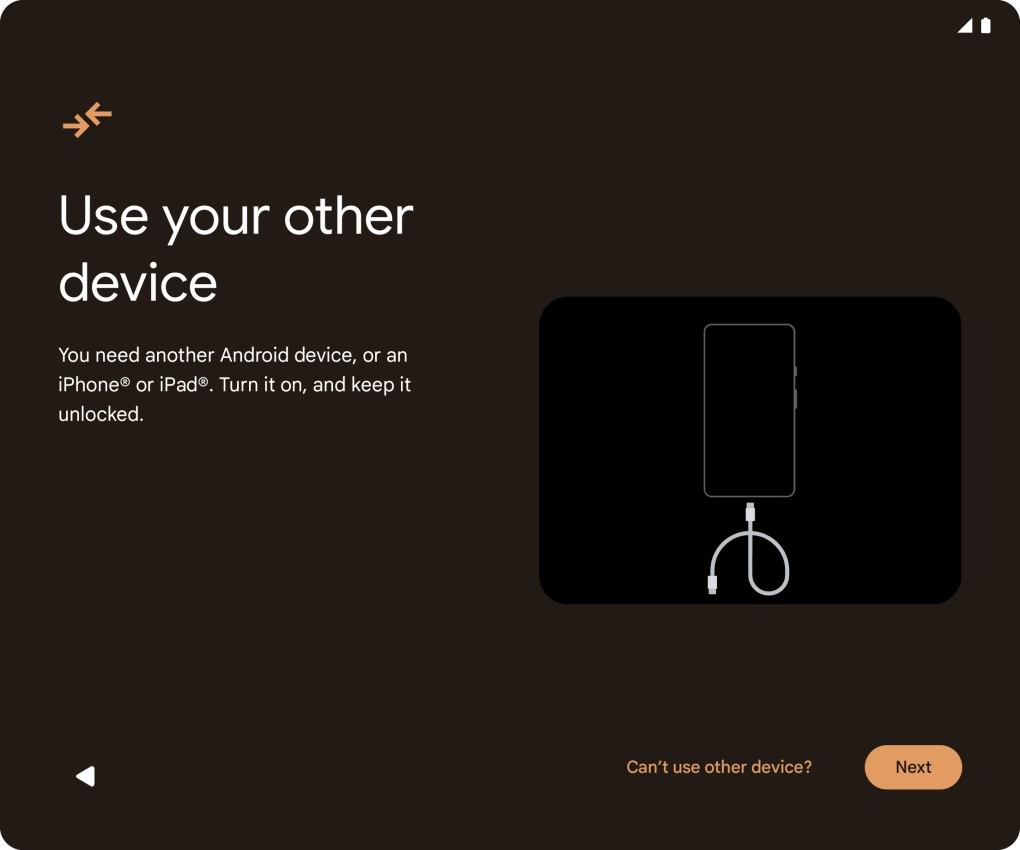 Press Can't use other device?.