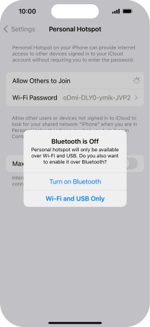If Wi-Fi is turned on, press Wi-Fi and USB Only.