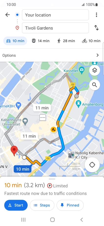 Press the required mode of transportation.